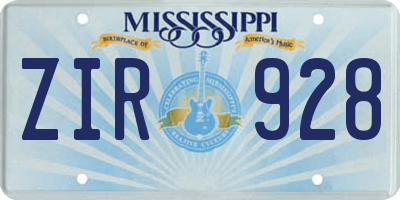MS license plate ZIR928