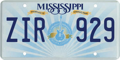 MS license plate ZIR929