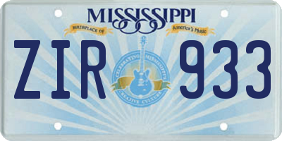 MS license plate ZIR933