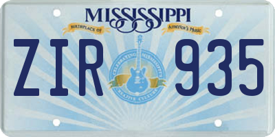 MS license plate ZIR935