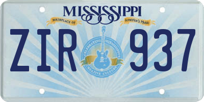 MS license plate ZIR937