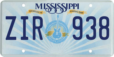 MS license plate ZIR938