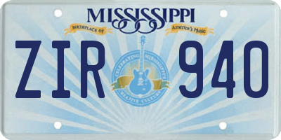 MS license plate ZIR940