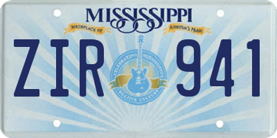 MS license plate ZIR941