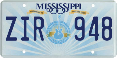MS license plate ZIR948