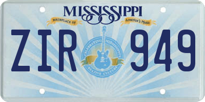 MS license plate ZIR949
