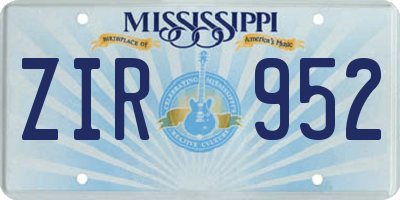 MS license plate ZIR952