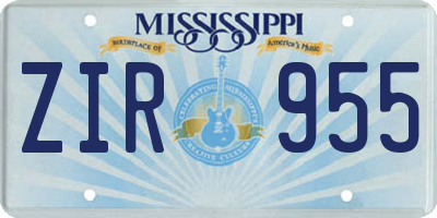 MS license plate ZIR955
