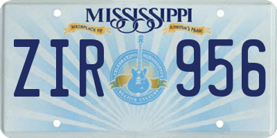 MS license plate ZIR956