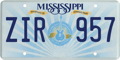 MS license plate ZIR957