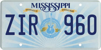 MS license plate ZIR960
