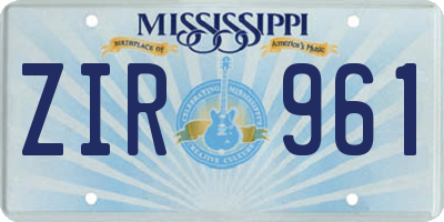 MS license plate ZIR961