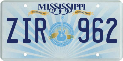 MS license plate ZIR962