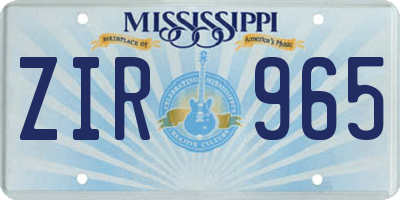 MS license plate ZIR965