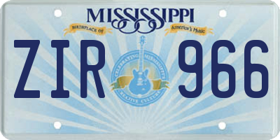 MS license plate ZIR966