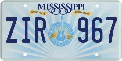 MS license plate ZIR967