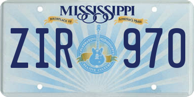 MS license plate ZIR970