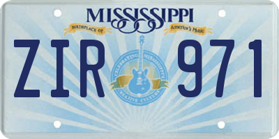 MS license plate ZIR971