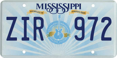 MS license plate ZIR972