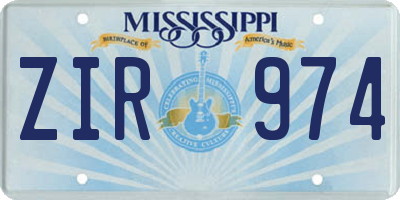 MS license plate ZIR974