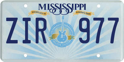 MS license plate ZIR977
