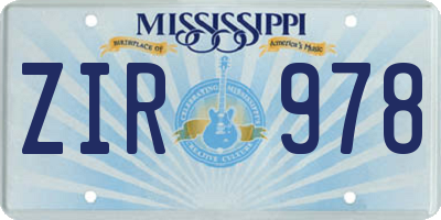 MS license plate ZIR978
