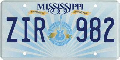 MS license plate ZIR982