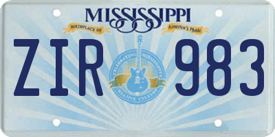 MS license plate ZIR983
