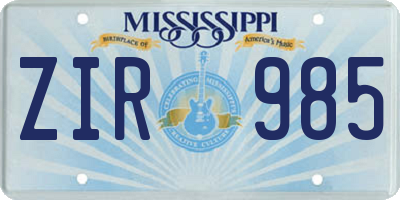 MS license plate ZIR985