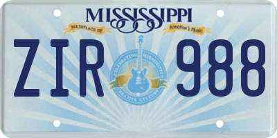 MS license plate ZIR988