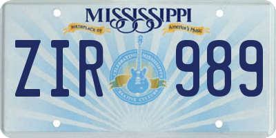 MS license plate ZIR989