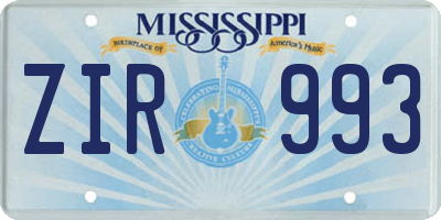 MS license plate ZIR993