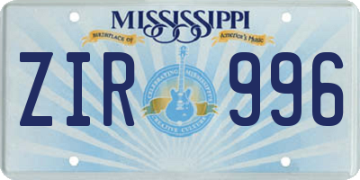 MS license plate ZIR996
