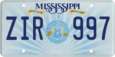 MS license plate ZIR997