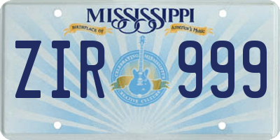MS license plate ZIR999