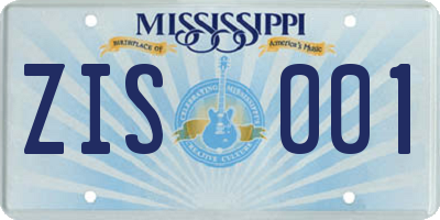 MS license plate ZIS001