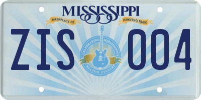 MS license plate ZIS004