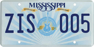 MS license plate ZIS005