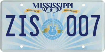 MS license plate ZIS007