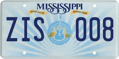 MS license plate ZIS008