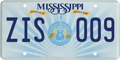 MS license plate ZIS009