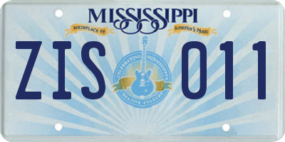 MS license plate ZIS011