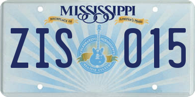 MS license plate ZIS015