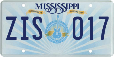 MS license plate ZIS017