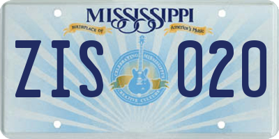 MS license plate ZIS020