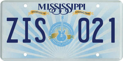 MS license plate ZIS021