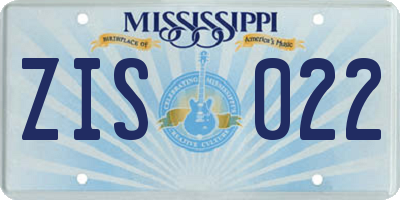 MS license plate ZIS022