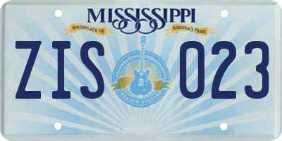 MS license plate ZIS023
