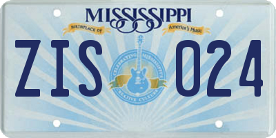 MS license plate ZIS024