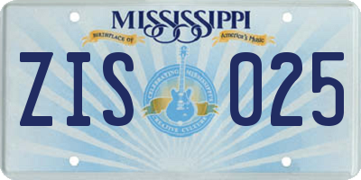 MS license plate ZIS025